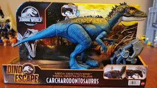 Jurassic World Mega Destroyers Carcharodontosaurus Dino Escape + facts app scan code