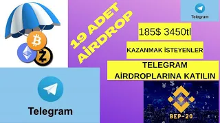 185$ (3400tl) Değerinde 19 Adet Airdrop  İle Para Kazan/ Katılım Çok Basit / Telegram Airdropları #1