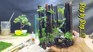 how to make a mini aquascape with a forest theme