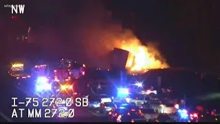 Deadly semi crash sends flames into the air on I-75