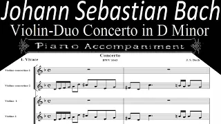 Bach -  Concerto for 2 Violins in D minor, 1st movement | Piano Accompaniment