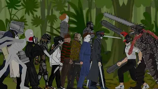 Chainsawman vs Gigachad, Katana, SCP096, Jason, Michael, Freddy,Pennywise,Predator,Jeff,Ghost,Keeper