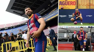 En el Camp Nou por primera vez: así fue la presentación del Kun Agüero en el Barcelona