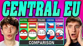 Americans React to Austria vs Hungary vs Poland vs Czech Republic vs Slovakia - Country Comparison