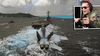 EXTREME AIRCRAFT CARRIER LANDINGS (BAD WEATHER) - Microsoft Flight Simulator Top Gun Fighter Jet DLC