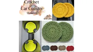 Crochet Car Coaster. Simple and quick. Make one in 15 minutes or less. Full crochet pattern.