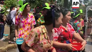 Elephants splash water at revellers as Thailand celebrates Songkran