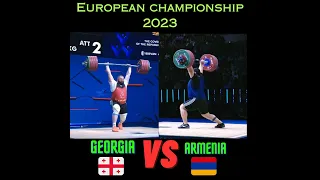 European championship 2023 MEN  +109 kg clean & jerk @lasha talakhadze😳 fight 😳#armenia vs#georgia