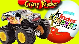 Monster truck hot wheels VS Kinder Surprise Toy war crash crazy cartoon kids movie