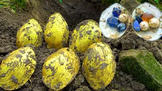 Abandoned fish pond, found golden shells filled with diamonds and pearls