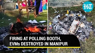Chaos In Manipur On Election Day: Voters Run For Cover Amid Gunfire, EVM Set Ablaze | Watch