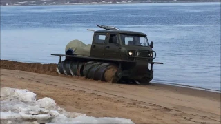 испытания уникального снегоболотохода шнекохода