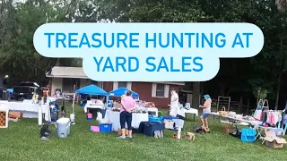 Treasure Hunting at Yard Sales / Shop with me at Garage Sales Video Vlog