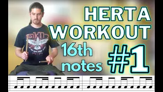 Herta Drum Fill Workout #1 16th note [play along rudiment practice pad routine exercise]