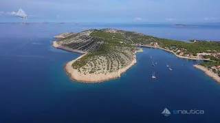 Bay Tratinska, island Zirje (Croatia from the air)