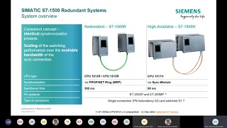 S7-1500 Redundancy & High Availability Webinar 12MAY2020