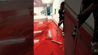 SEXY RED METALLIC EPOXY FLOOR‼️ #epoxyflooring #epoxycoating #epoxyfloors