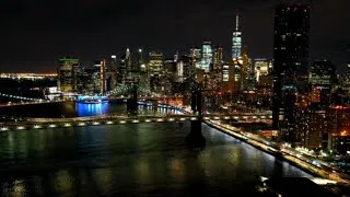 New York City Skyline at Night NYC Screensaver Live - NYC Drone Video HD