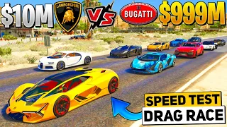 GTA 5: Lamborghini Car Collection ($10M) Vs Buggati Cars Collection ($999M) | GTA 5 MODS!