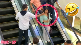 Pulling Strangers🤣Cheeks on Escalator Prank Part 27 ! || Epic Reactions || Sspranktv