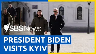 Air raid sirens blare as US President Biden makes unannounced visit to Ukraine | SBS News