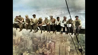 Construction skyscrapers in New York. Unique colorized photos. Строительство небоскребов в Нью Йорке