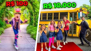 INDO para ESCOLA com R$100, R$1000 ou R$10000 - Desafio