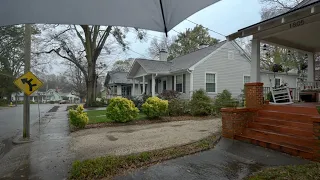 Relaxing Spring Rain Walk Through North Carolina Neighborhood | Nature Sounds for Sleep and Study