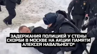 Задержания полицией у Стены скорби в Москве на акции памяти Алексея Навального*