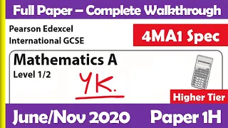 June/Nov 2020 Paper 1H | Edexcel IGCSE Maths A | Complete Walkthrough