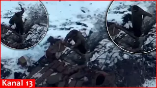 "Russian soldier preparing for hand-to-hand combat"–Drone chases Russian seeking to survive in cold