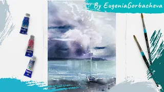 Watercolor Painting Short Lesson | How to paint clouds