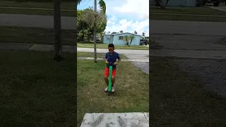 Jr's first backflip off a pogostick.