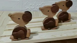 Handmade Crafts Wooden Toys Walking Wood -Rat