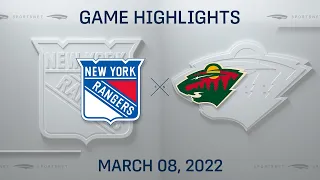 NHL Highlights | Rangers vs. Wild - Mar. 8, 2022