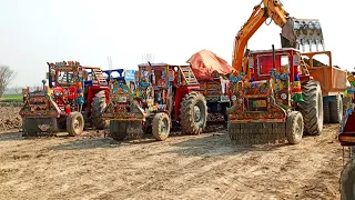 MF 260 Vs MF 260 Pulling Heavy Loaded Trolley With Mud | Massey Vs Massey