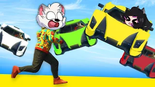 ¡¡CORRE O TE ATROPELLO!! 😱💥 AUTOS vs LOS PANAS en GTA 5 🤣