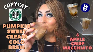 (5) COPYCAT STARBUCKS FALL RECIPES - PUMPKIN SWEET CREAM COLD BREW & APPLE CRISP MACCHIATO - WW!!