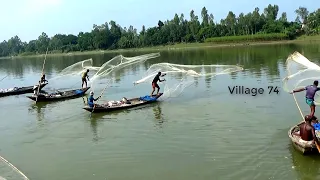 Net fishing।Traditional Cast Net Fishing in River। Fishing with a cast net (part-737)