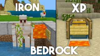 3 EASY Starter Farms For Beginners In Minecraft Bedrock 1.20! (Iron Farm, XP Farm)