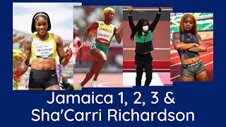 Jamaica Olympic Medalists Elaine Thompson-Herah, Shelly-Ann Fraser-Price and Sha'Carri Richardson