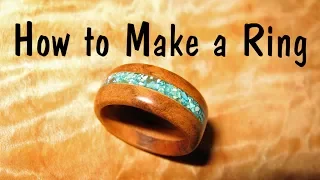 Make a wooden Ring with Turquoise Inlay // How To