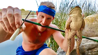 Hunting FROGS with HOMEMADE BLOWGUN! (Epic Slo-Mo)