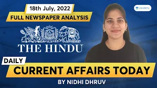 The Hindu Full Newspaper Analysis | Current Affairs Today | Nidhi Dhruv | Unacademy CLAT