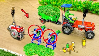 Mini Tractor transporting | dual chaff cutter machine for animal food | diesel engine | @NsTvKing