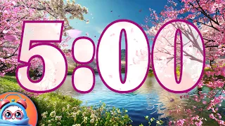 5 Minute Countdown Timer with cozy Music spring Cherry Blossoms 2024