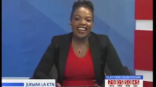 Kenyan TV presenter laughing alot!!