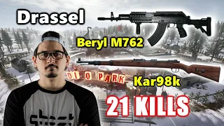 Drassel - 21 KILLS - Beryl M762 + Kar98k - SOLO - PUBG