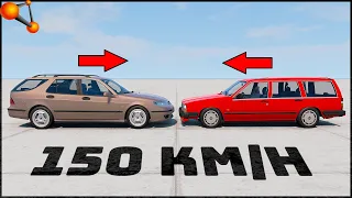 SAAB 9-5 vs VOLVO 740! 150 Km/H CRASH TEST! - BeamNg Drive