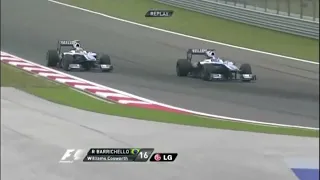 Rubens Barrichello overtake on Nico Hulkenberg Turkish GP 2010